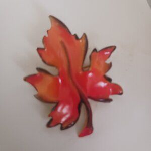 Vintage Enameled leaf Brooch
